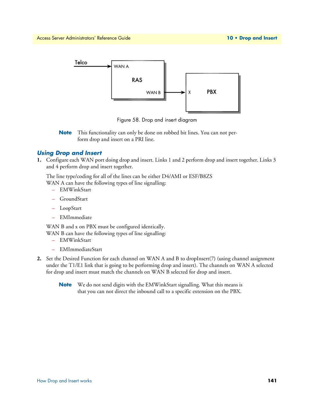 Patton electronic 29XX manual Using Drop and Insert, Drop and insert diagram 