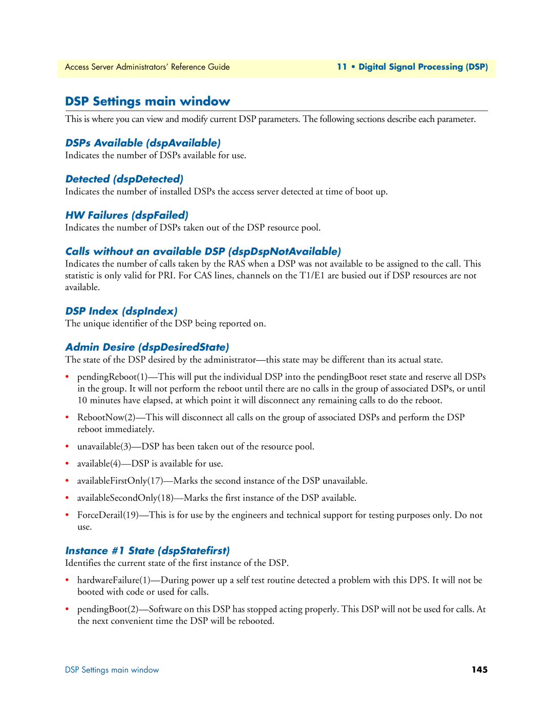 Patton electronic 29XX manual DSP Settings main window 