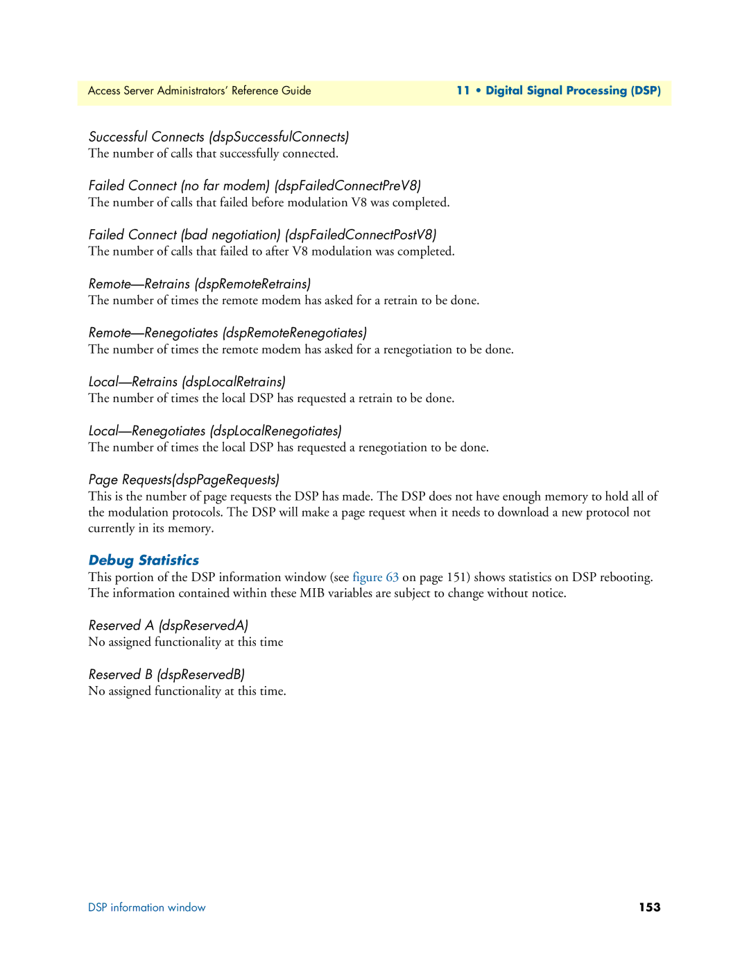 Patton electronic 29XX manual Debug Statistics 