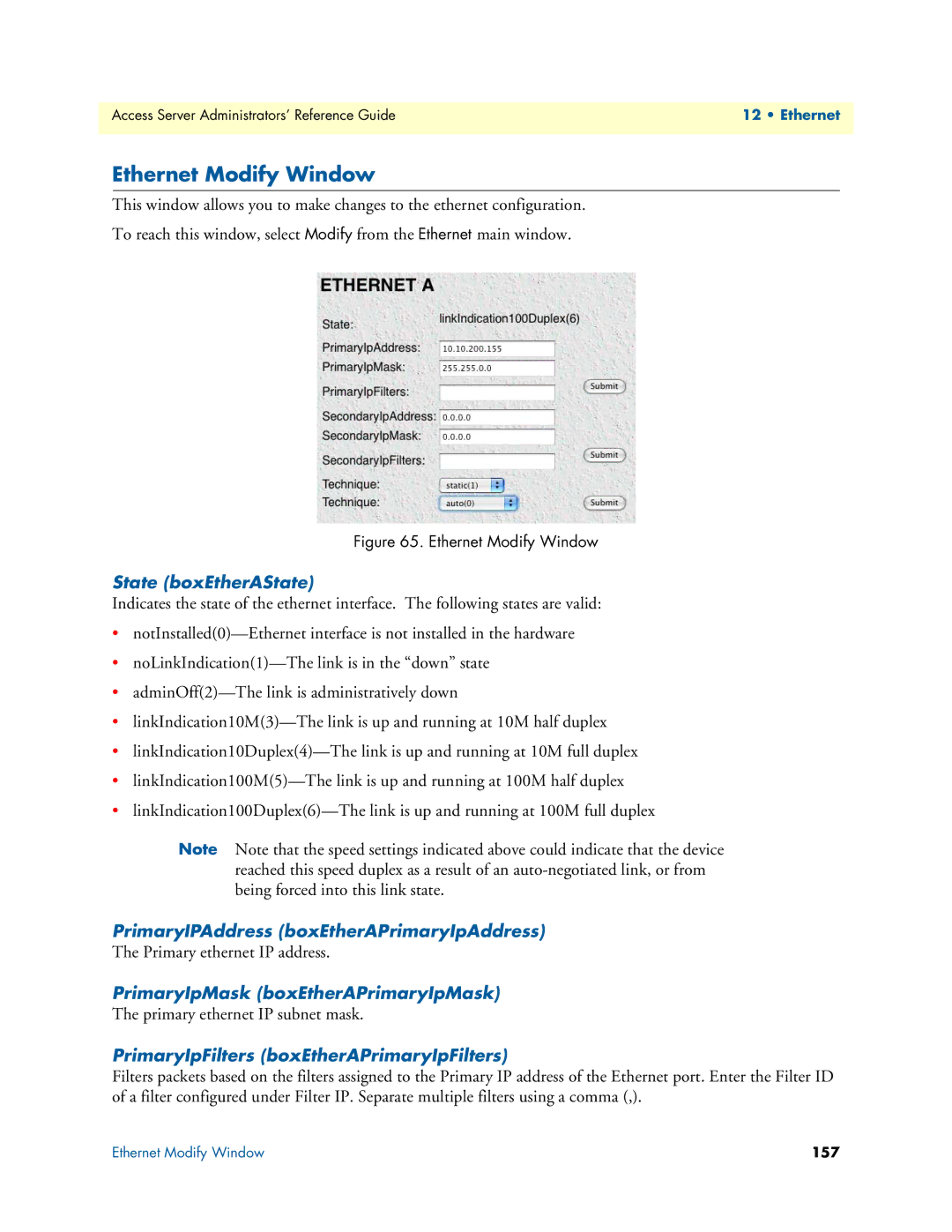 Patton electronic 29XX manual Ethernet Modify Window 