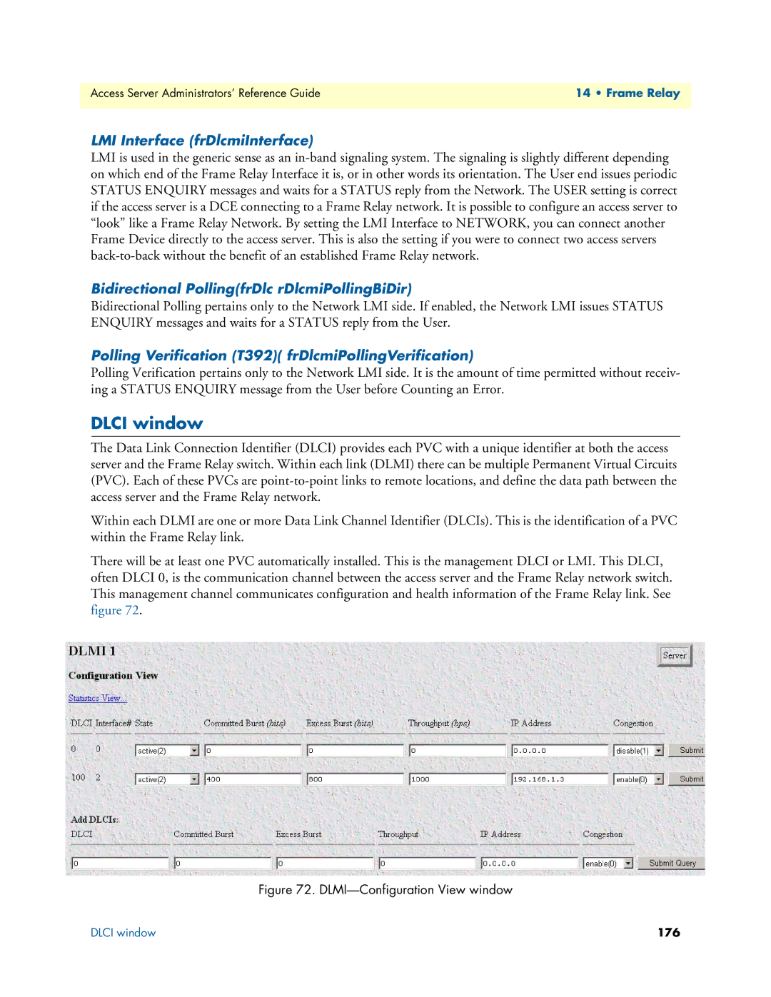 Patton electronic 29XX manual Dlci window, LMI Interface frDlcmiInterface, Bidirectional PollingfrDlc rDlcmiPollingBiDir 