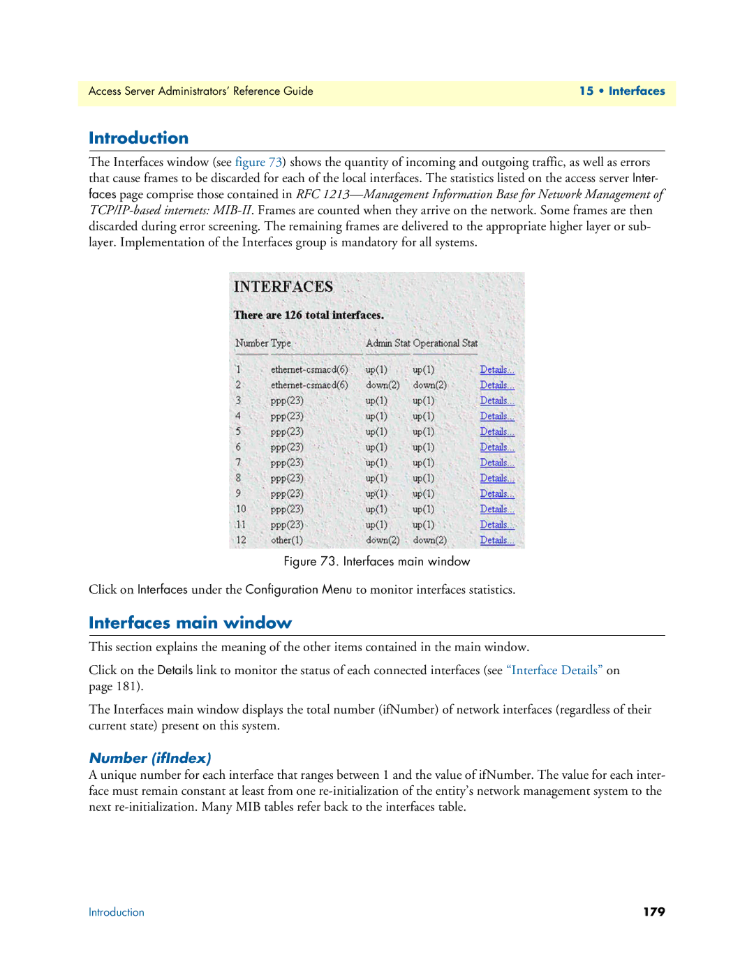 Patton electronic 29XX manual Interfaces main window, Number ifIndex 