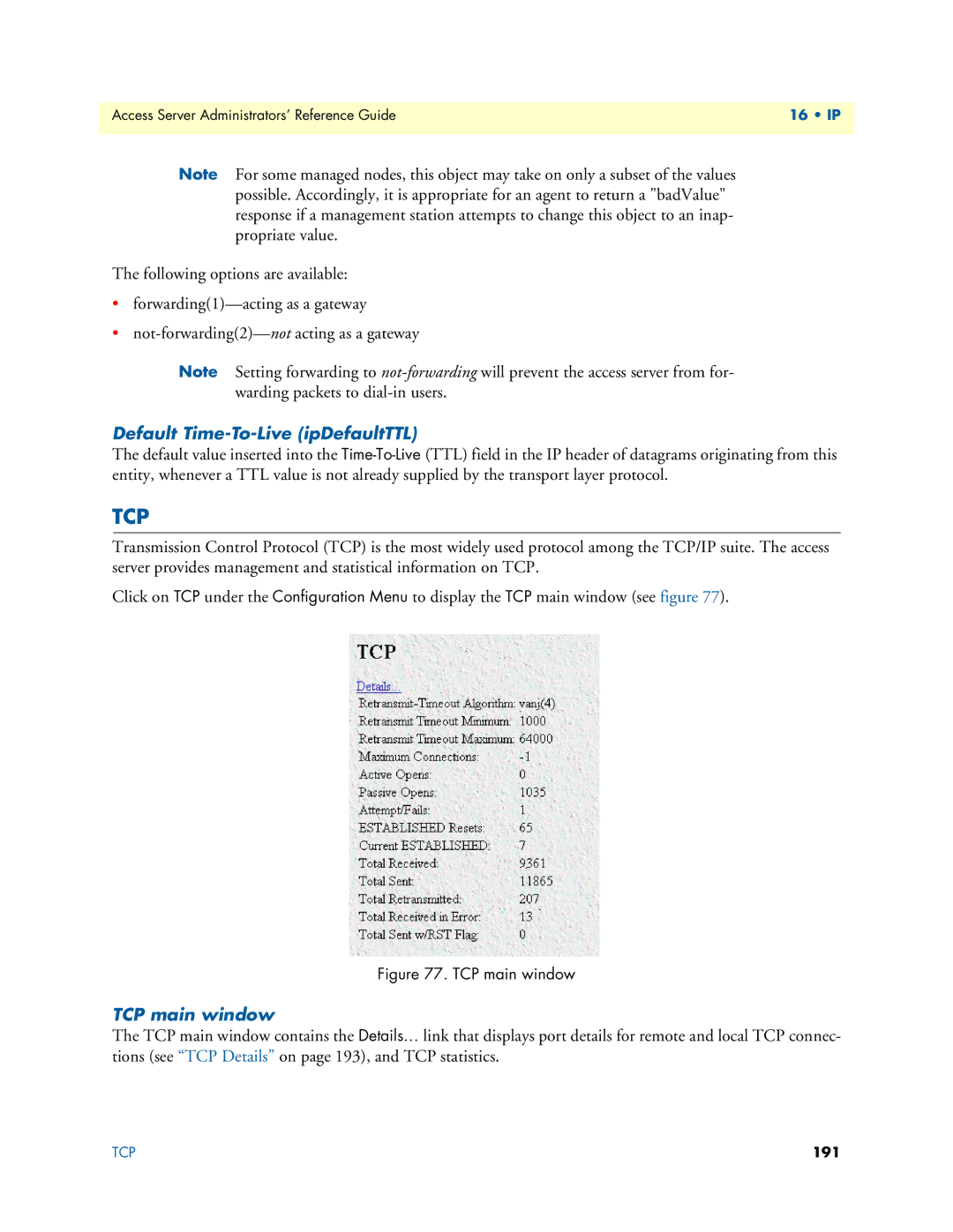 Patton electronic 29XX manual Tcp, TCP main window 