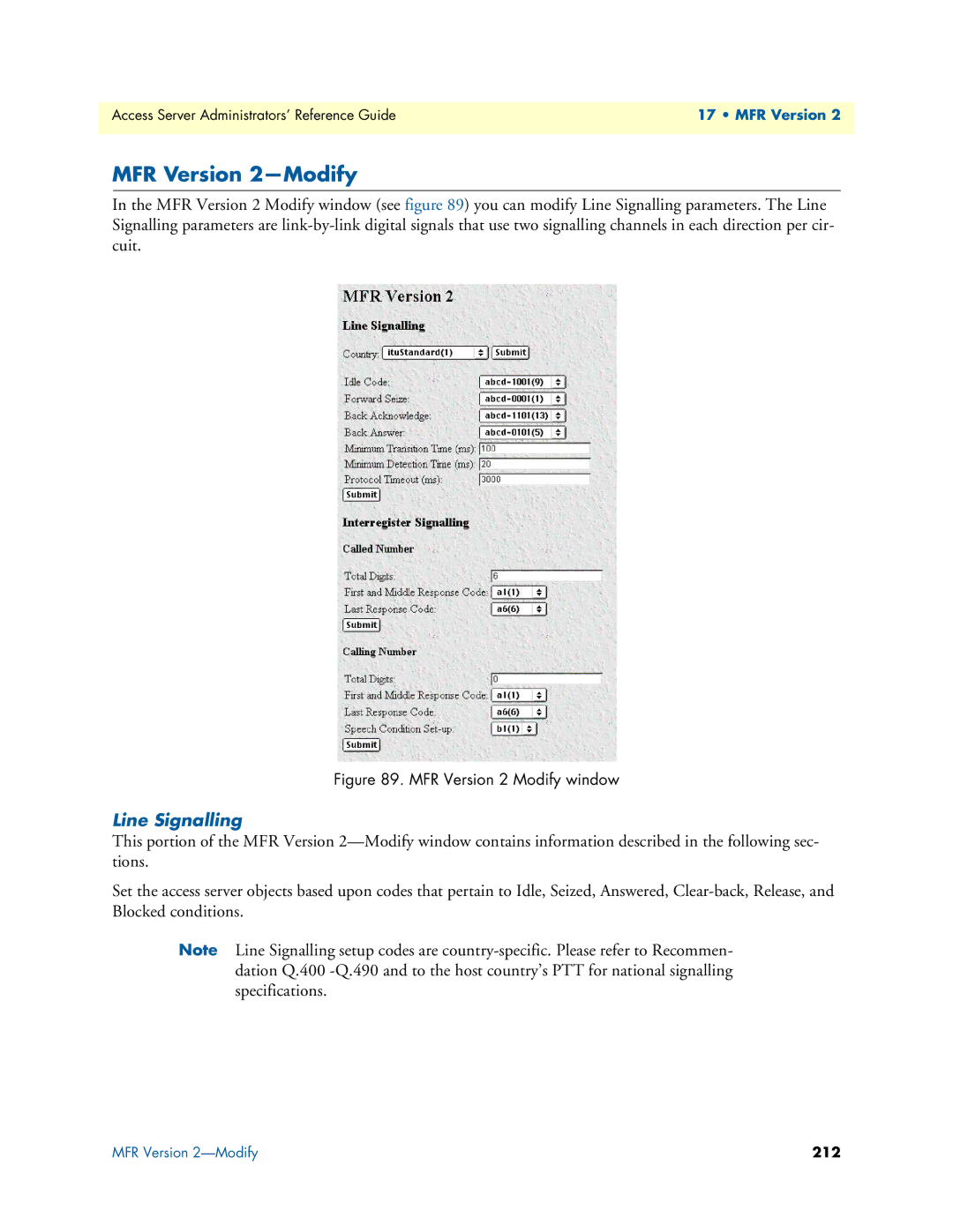 Patton electronic 29XX manual MFR Version 2-Modify, MFR Version 2 Modify window 