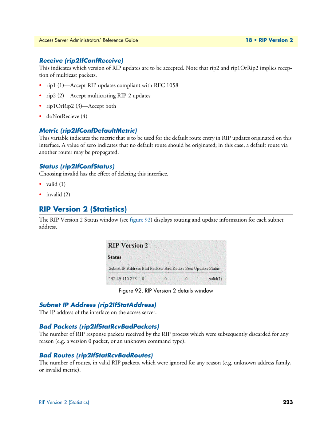 Patton electronic 29XX manual RIP Version 2 Statistics 