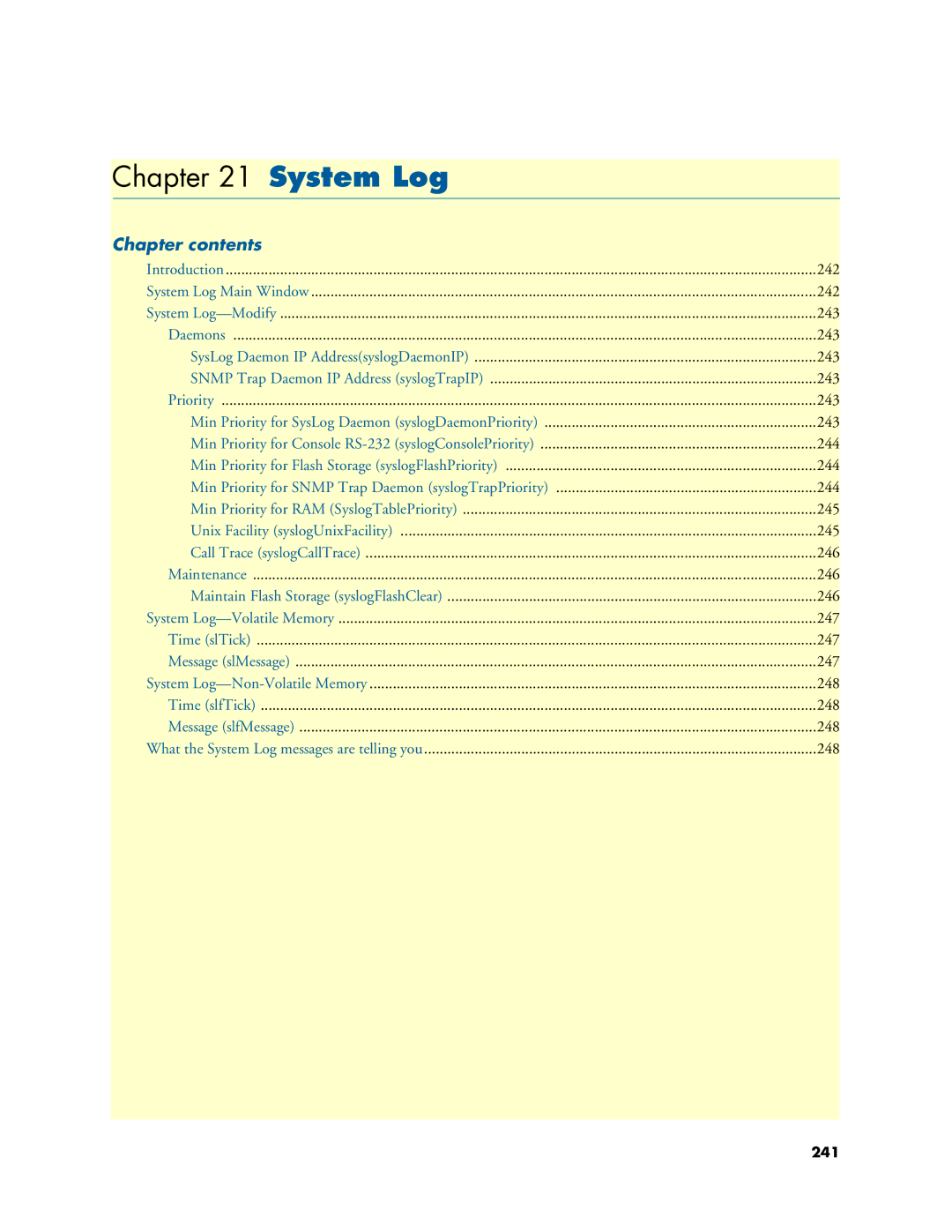 Patton electronic 29XX manual System Log 