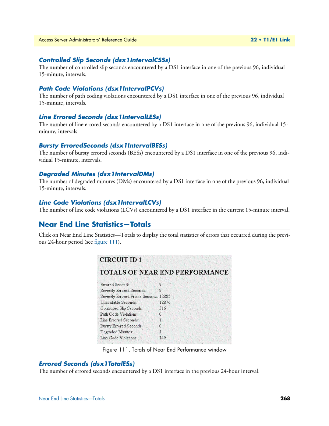 Patton electronic 29XX manual Near End Line Statistics-Totals 