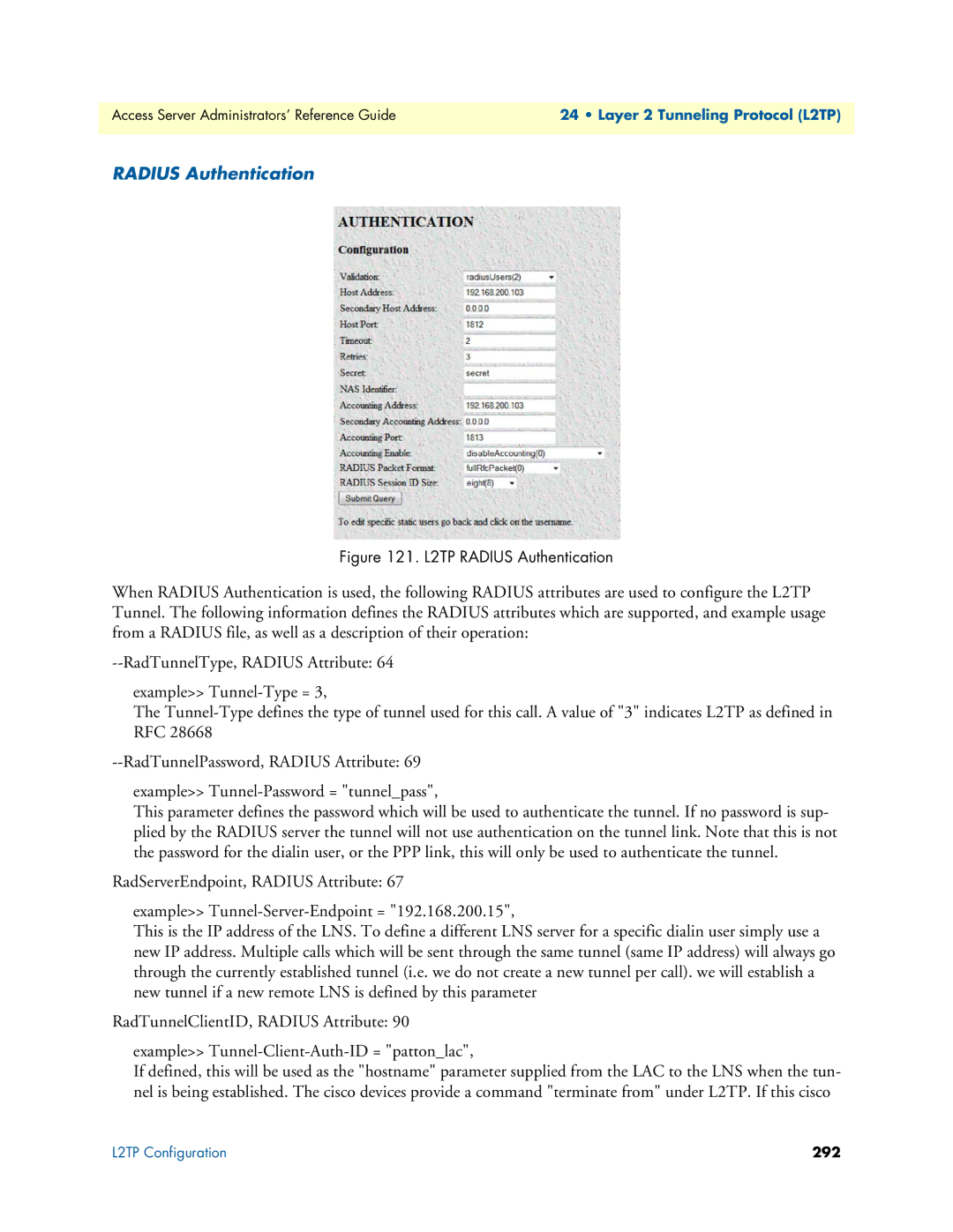 Patton electronic 29XX manual L2TP Radius Authentication 