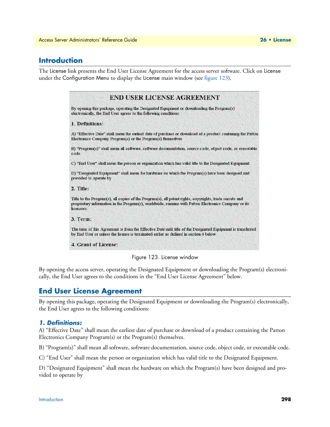 Patton electronic 29XX manual End User License Agreement, Definitions 