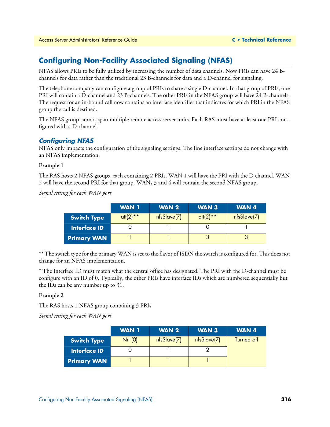 Patton electronic 29XX manual Configuring Non-Facility Associated Signaling Nfas, Configuring Nfas 