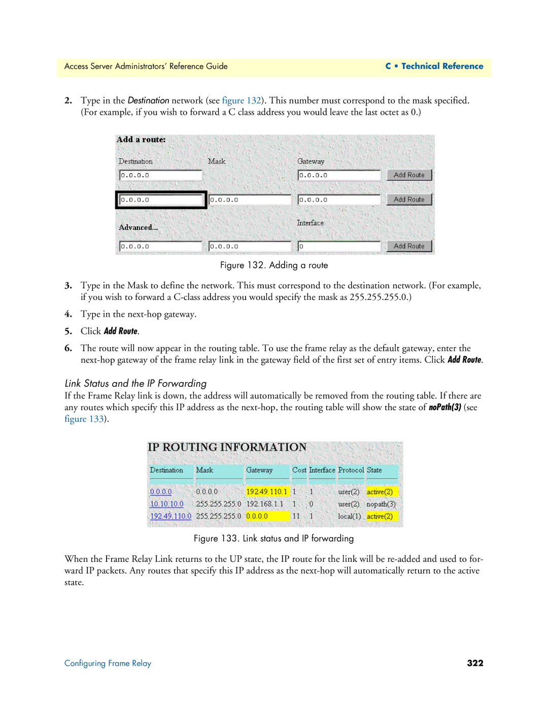 Patton electronic 29XX manual Link Status and the IP Forwarding, Click Add Route 