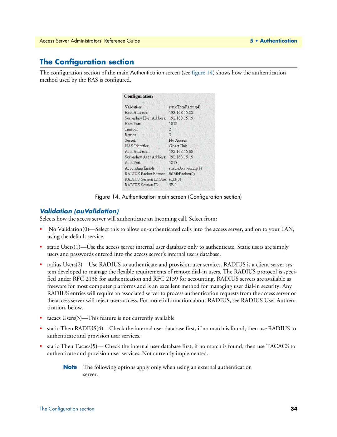 Patton electronic 29XX manual Configuration section, Validation auValidation 