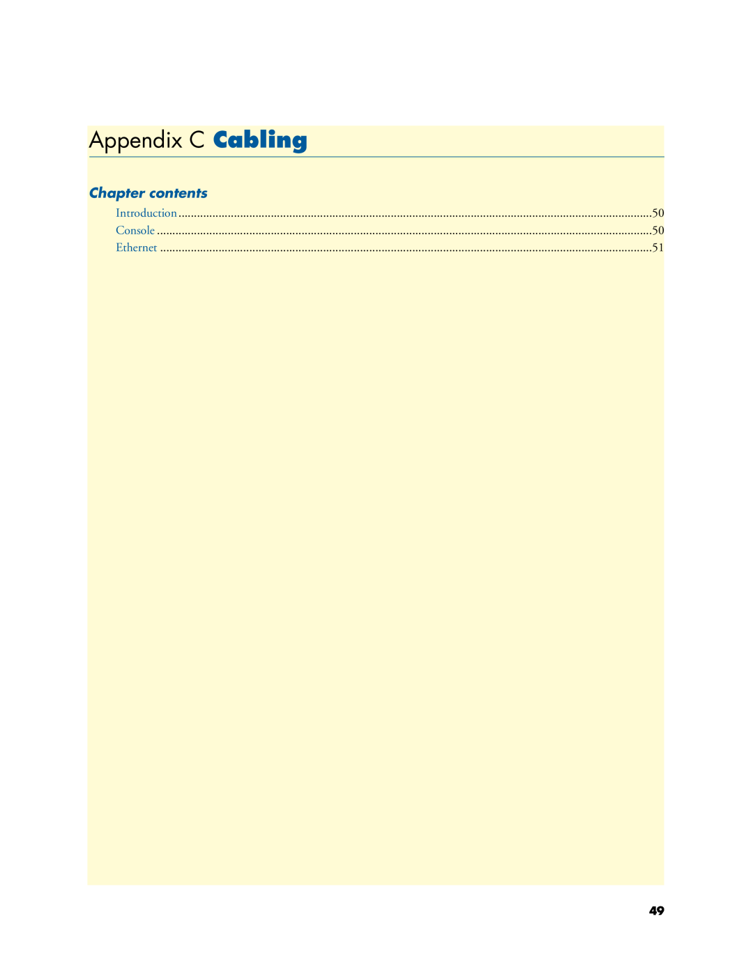 Patton electronic 3034/3038 manual Appendix C Cabling, Chapter contents 