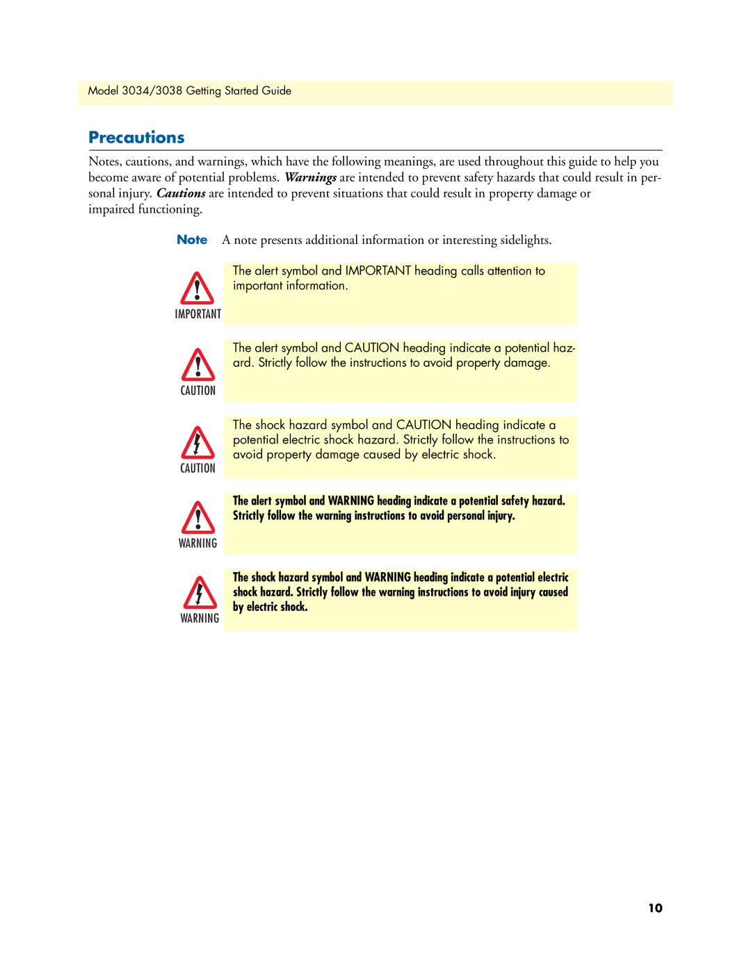 Patton electronic 3034/3038 manual Precautions, Impaired functioning 