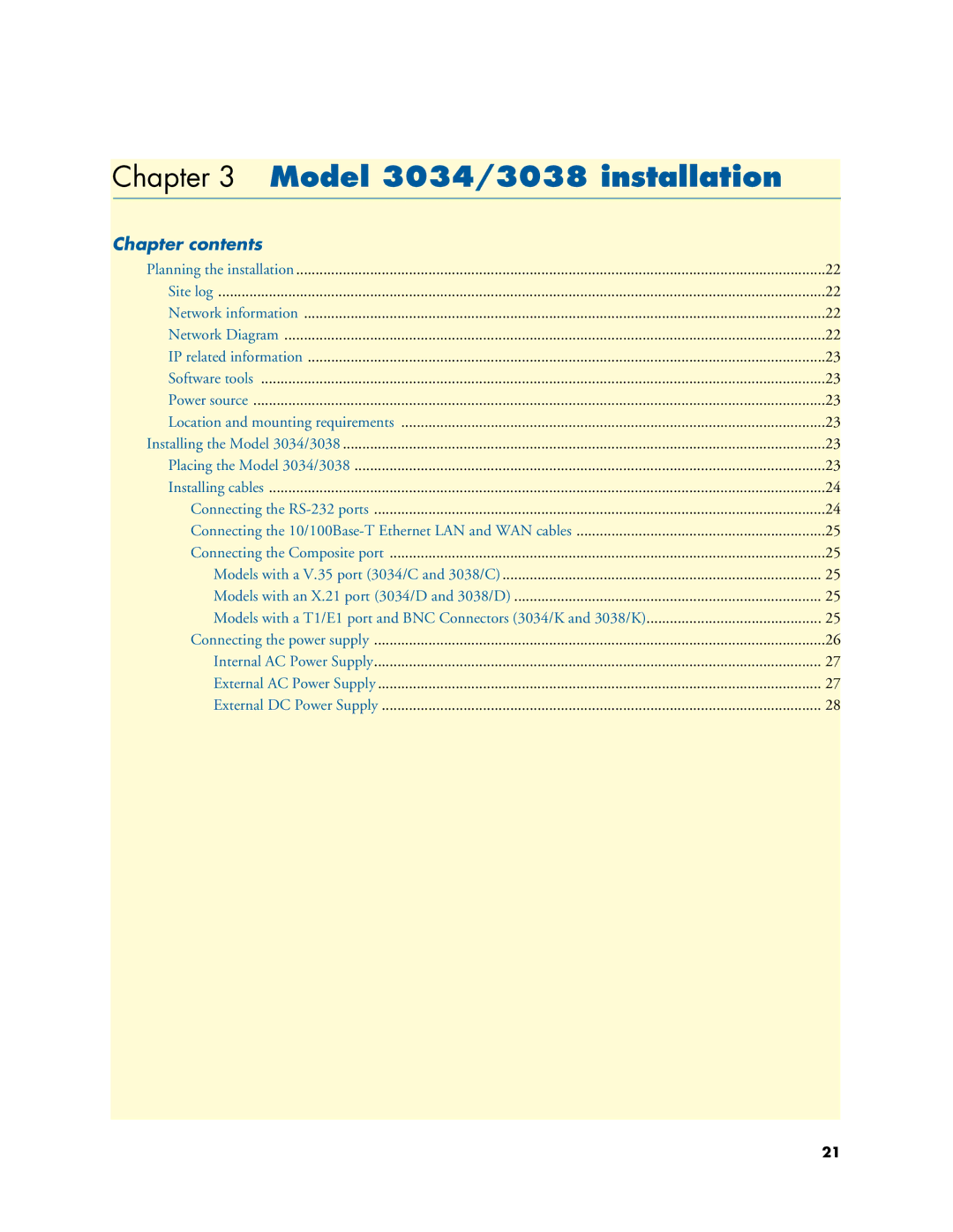 Patton electronic manual Model 3034/3038 installation 