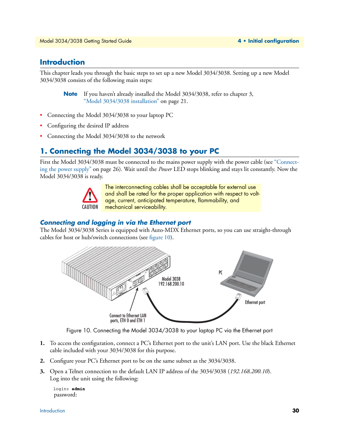 Patton electronic manual Introduction, Connecting the Model 3034/3038 to your PC 