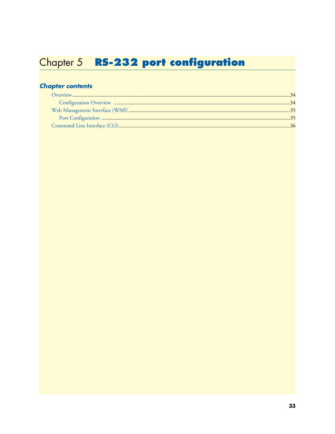 Patton electronic 3034/3038 manual RS-232 port conﬁguration, Chapter contents 