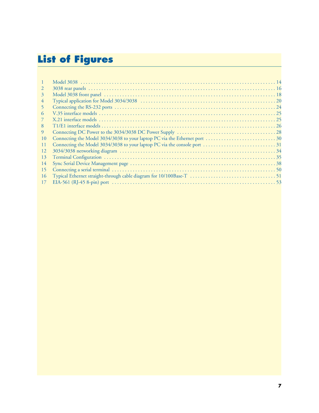 Patton electronic 3034/3038 manual List of Figures 