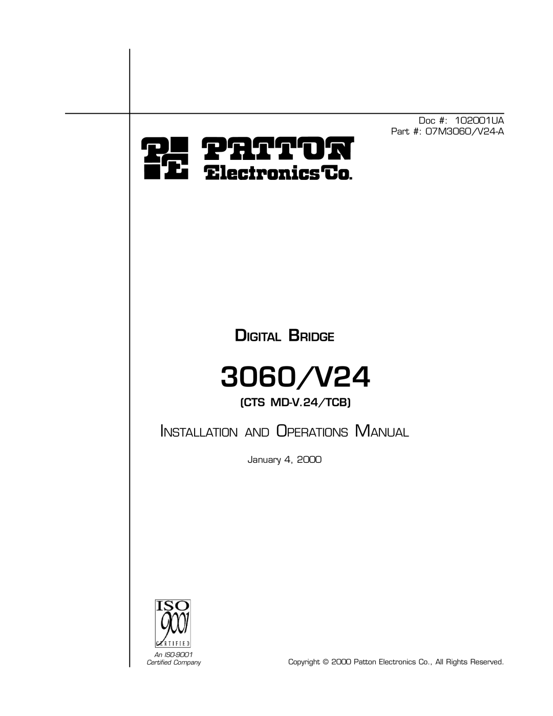 Patton electronic 3060/V24 manual 