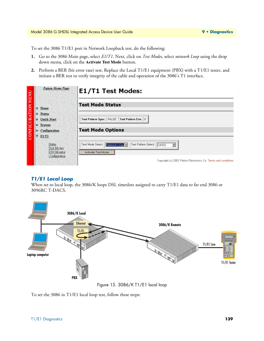 Patton electronic 3086 manual T1/E1 Local Loop, 139 