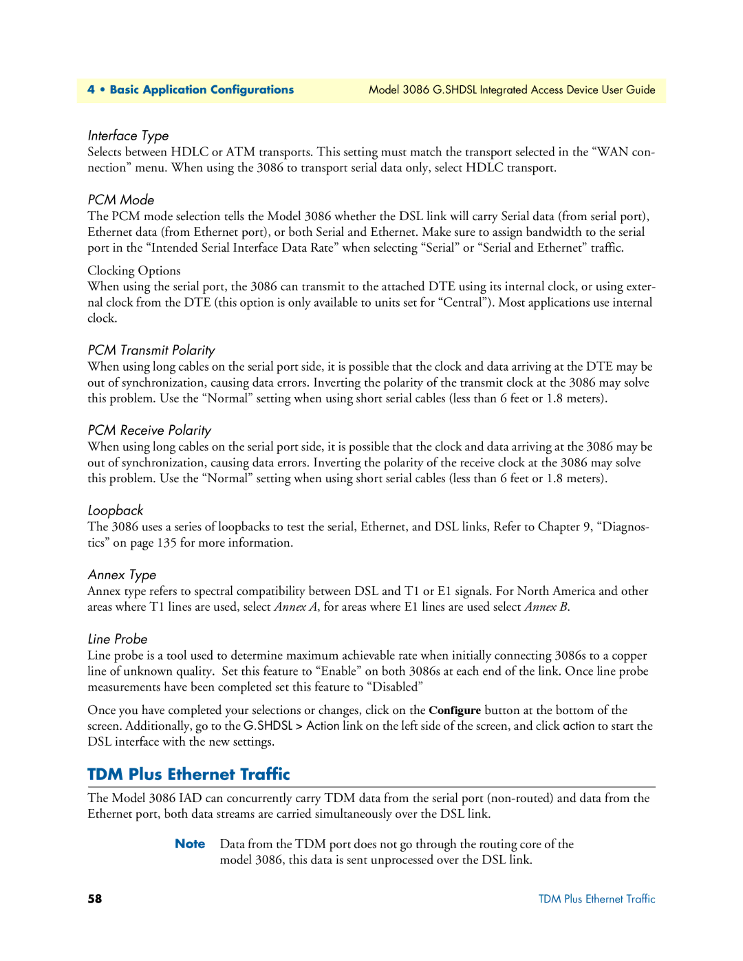 Patton electronic 3086 manual TDM Plus Ethernet Traffic 