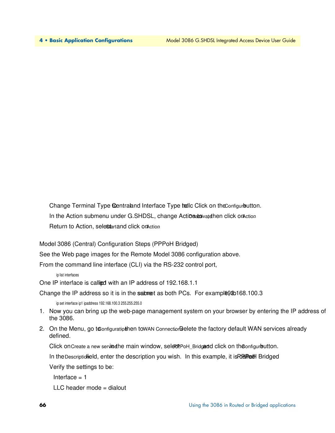 Patton electronic manual Model 3086 Central Configuration Steps PPPoH Bridged 