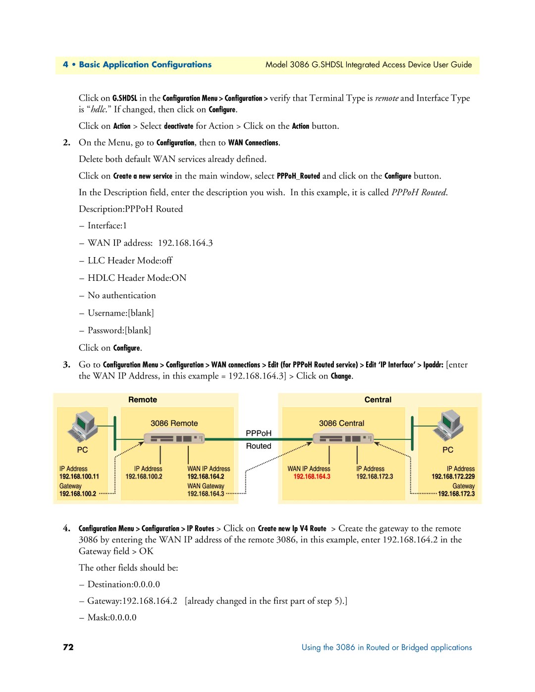 Patton electronic manual Using the 3086 in Routed or Bridged applications 