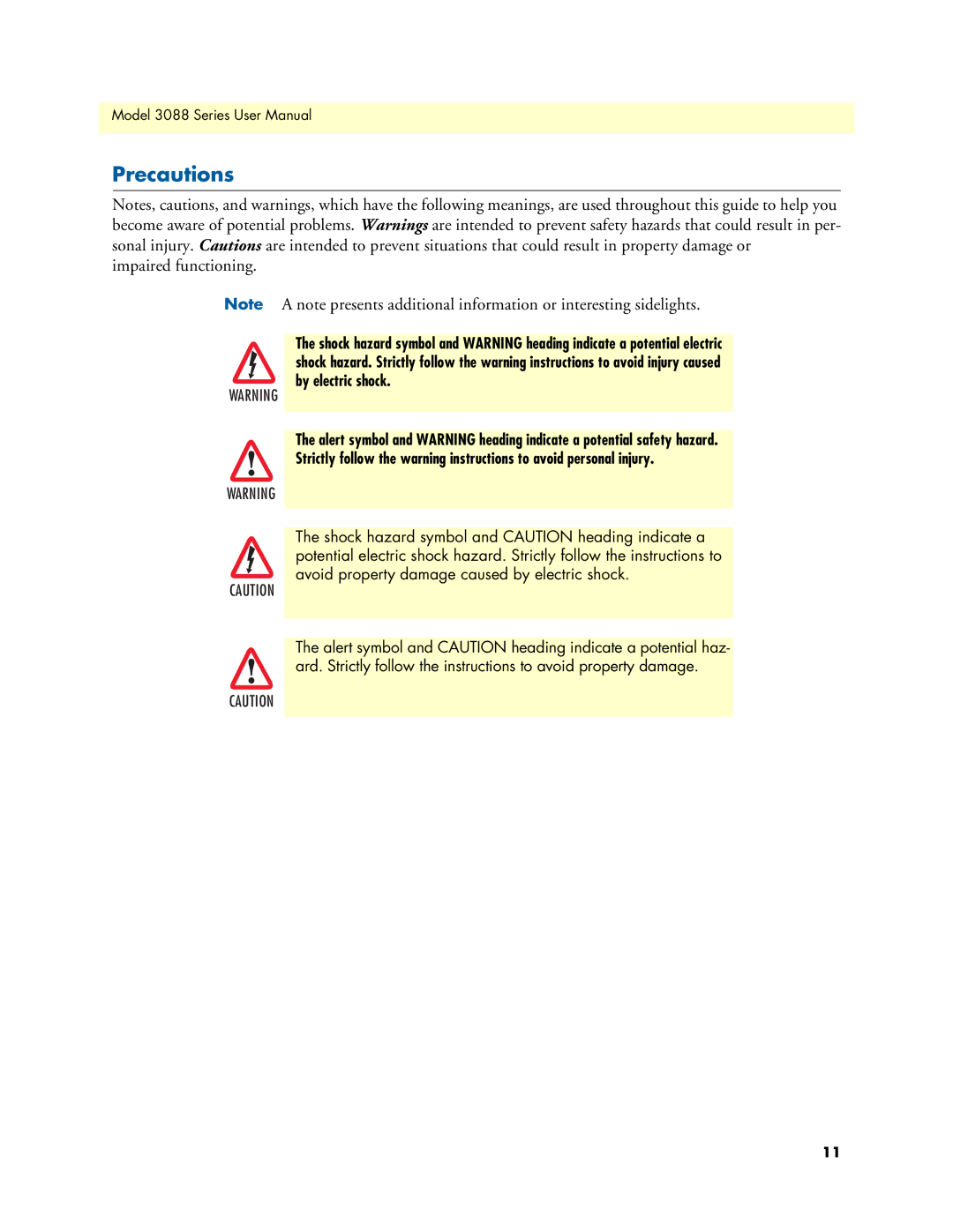 Patton electronic 3088 Series user manual Precautions, Impaired functioning 