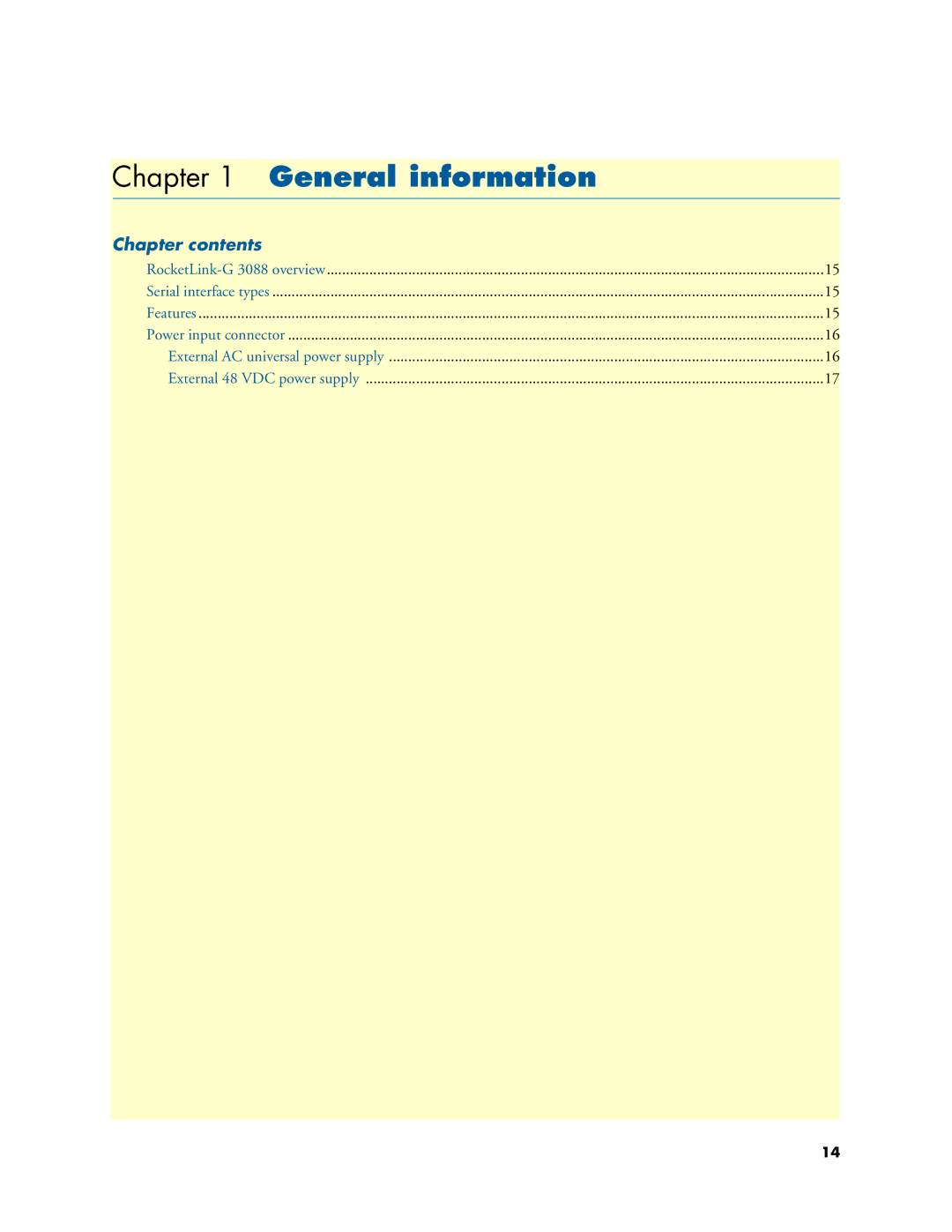 Patton electronic 3088 Series user manual General information, Chapter contents 