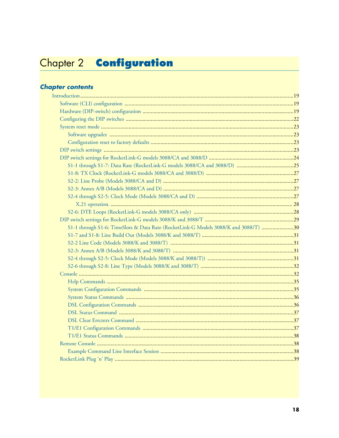 Patton electronic 3088 Series user manual Configuration, Chapter contents 