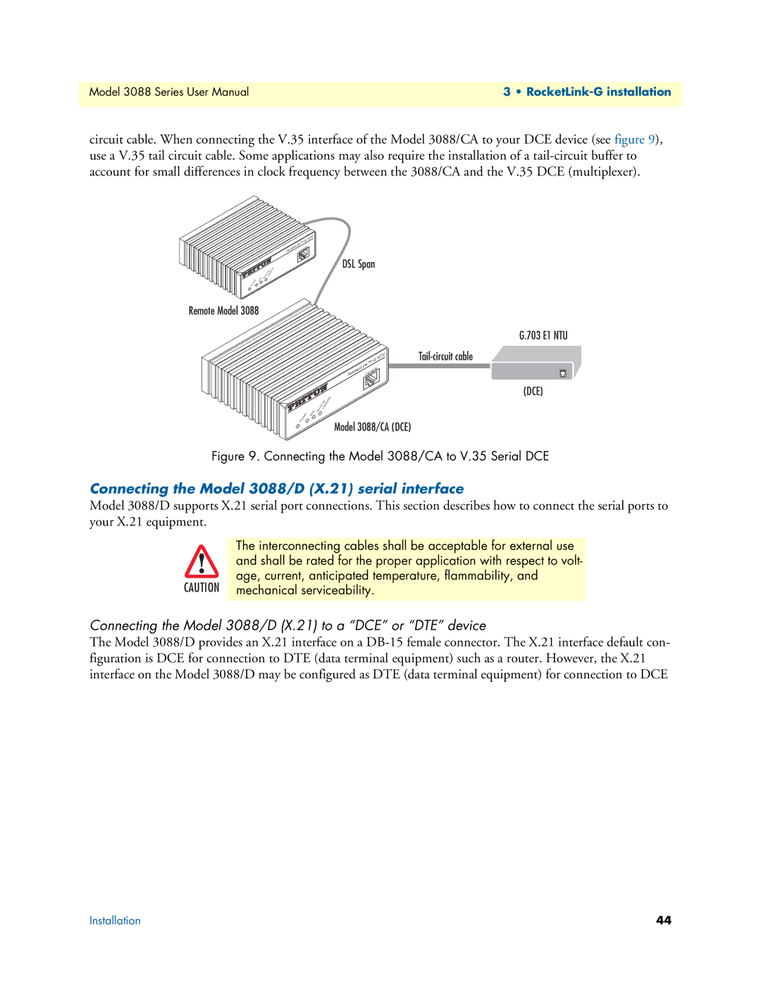 Patton electronic 3088 Series user manual Connecting the Model 3088/D X.21 serial interface 