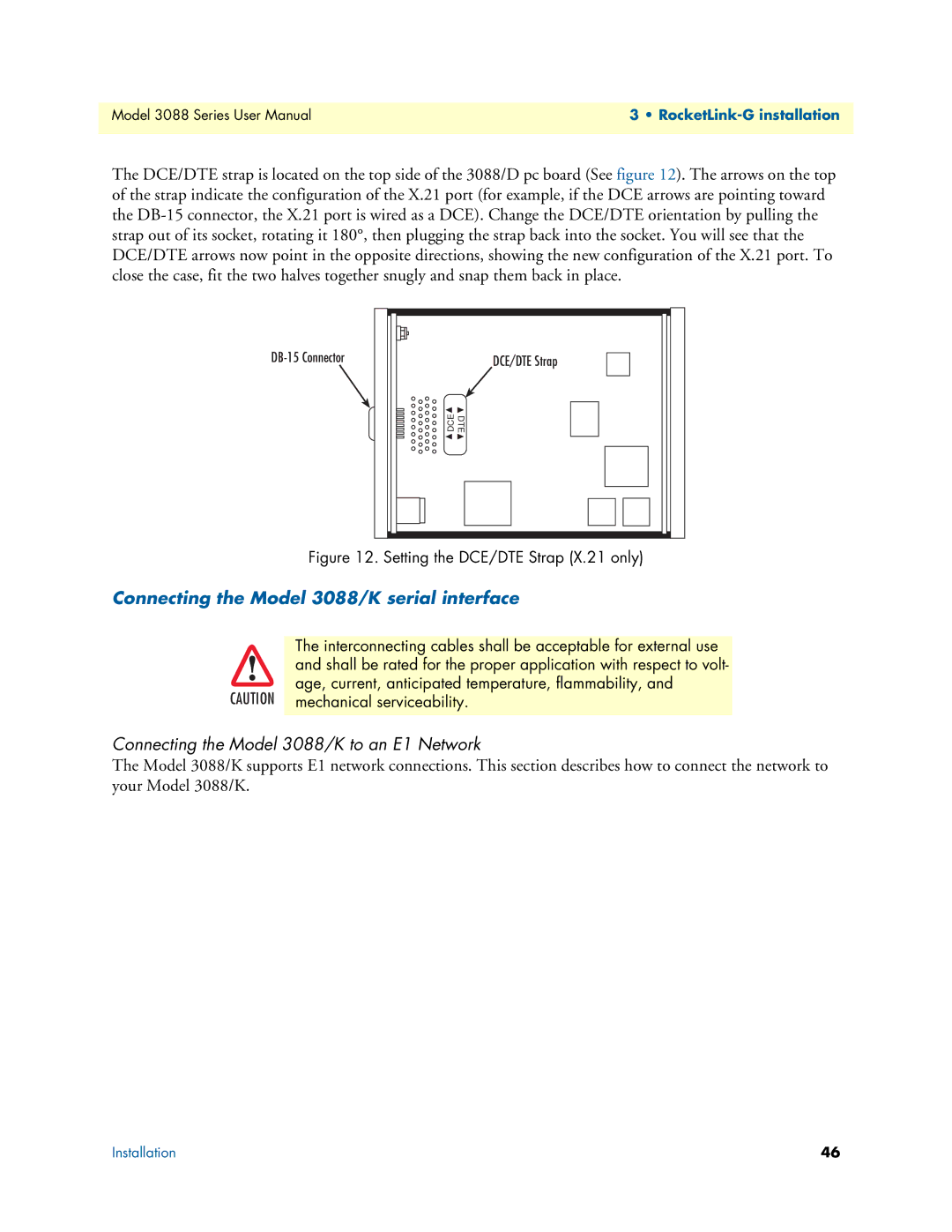 Patton electronic 3088 Series Connecting the Model 3088/K serial interface, Connecting the Model 3088/K to an E1 Network 