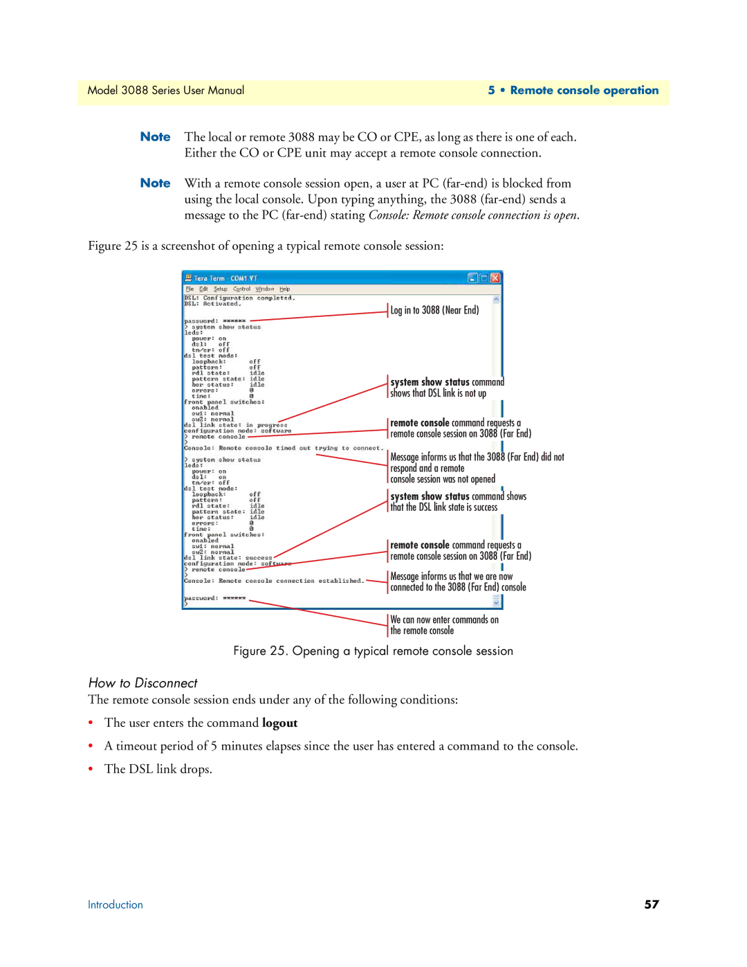 Patton electronic 3088 Series user manual How to Disconnect, Log in to 3088 Near End 