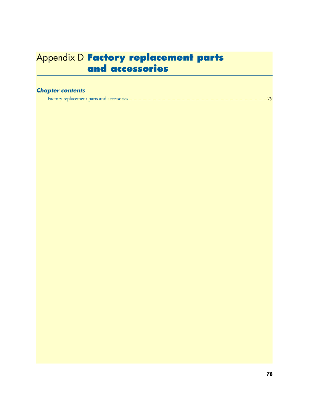 Patton electronic 3088 Series user manual Appendix D Factory replacement parts and accessories, Chapter contents 