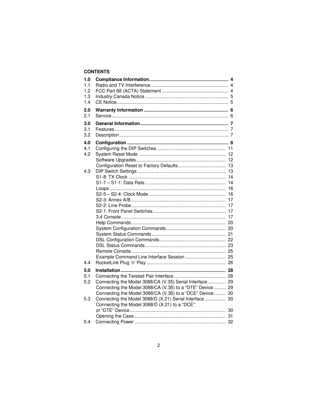 Patton electronic 3088 user manual Contents 