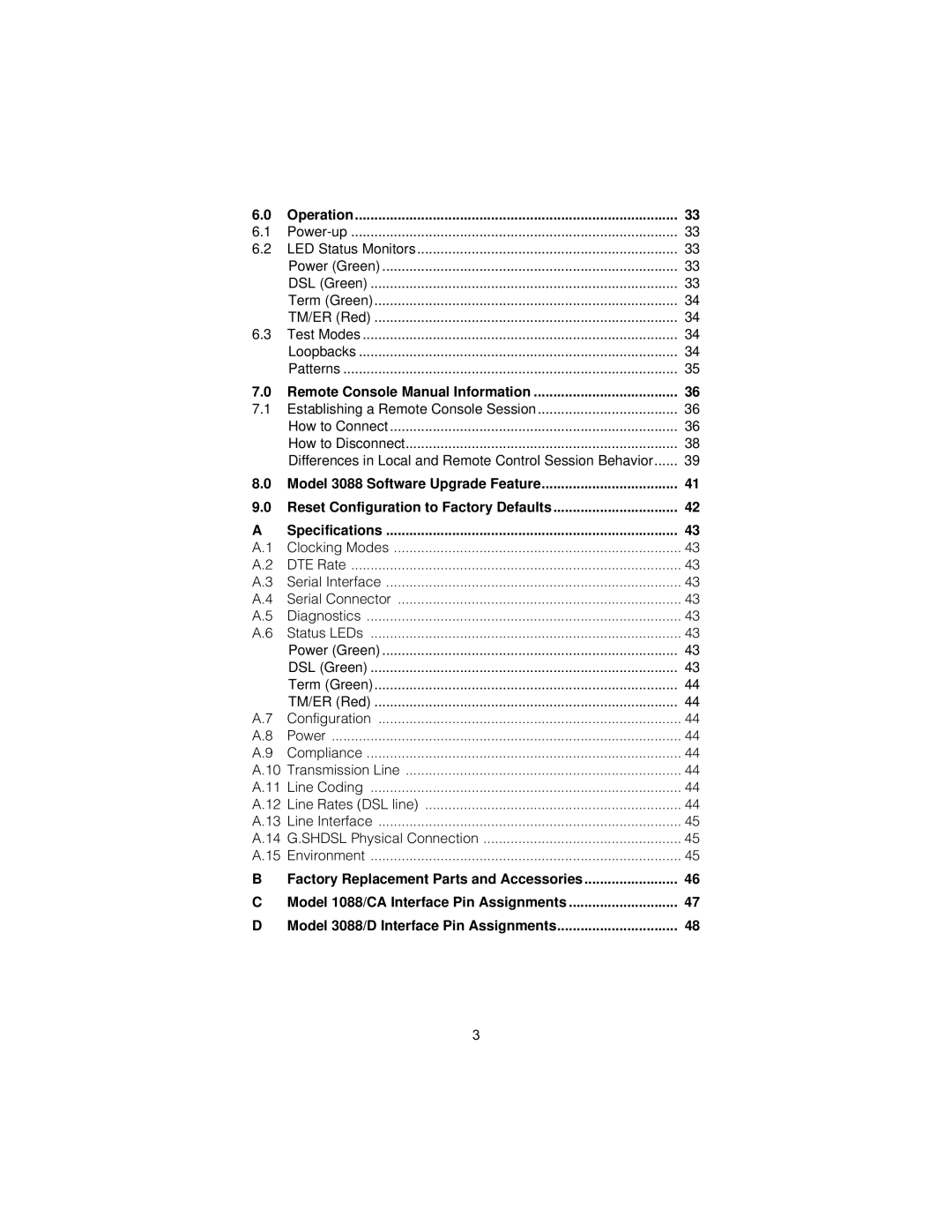 Patton electronic 3088 user manual Operation, Remote Console Manual Information 