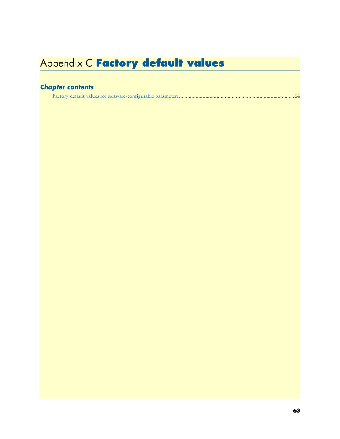 Patton electronic 3088A manual Appendix C Factory default values, Chapter contents 