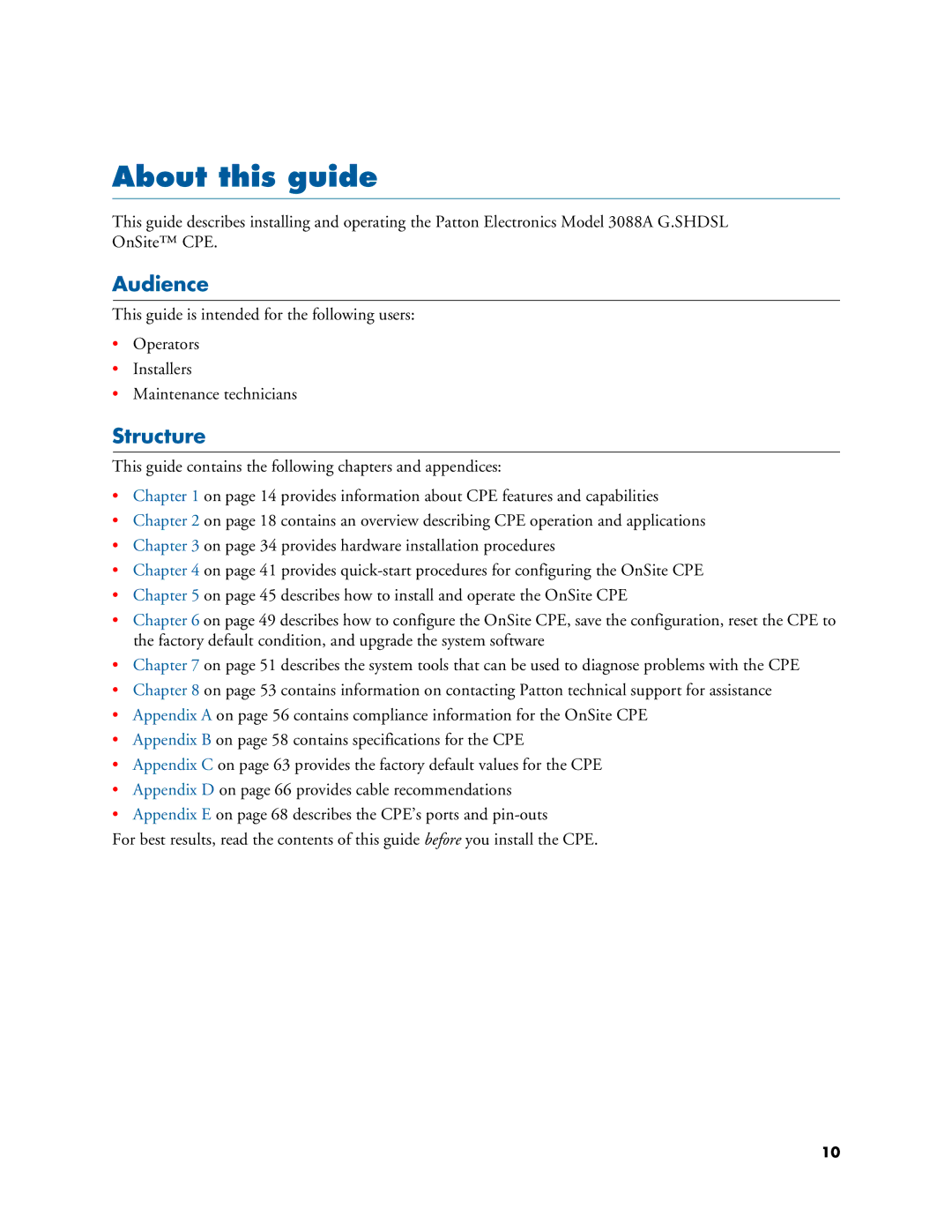 Patton electronic 3088A manual About this guide, Audience, Structure 