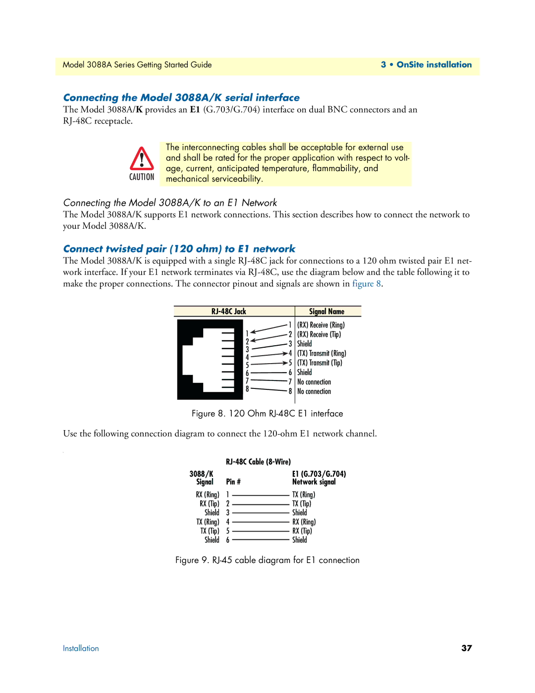 Patton electronic manual Connecting the Model 3088A/K serial interface, Connecting the Model 3088A/K to an E1 Network 