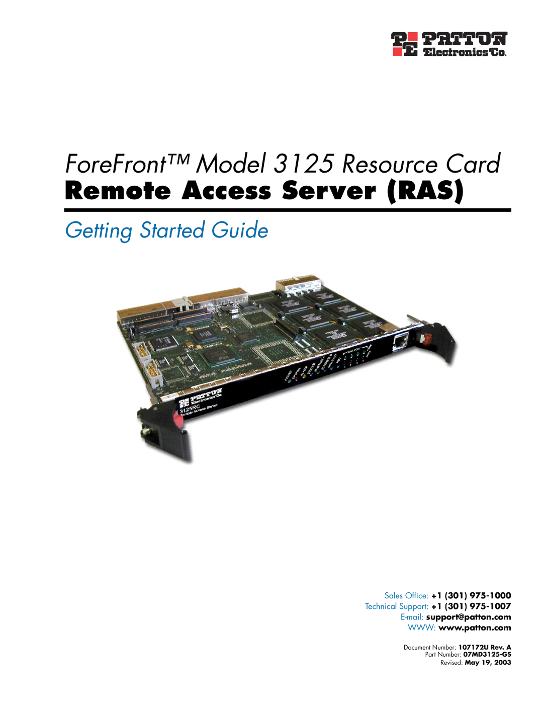 Patton electronic 3125 manual Remote Access Server RAS 