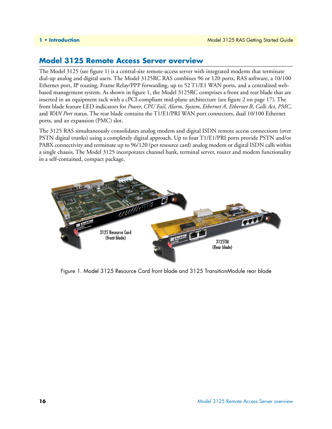 Patton electronic manual Model 3125 Remote Access Server overview 