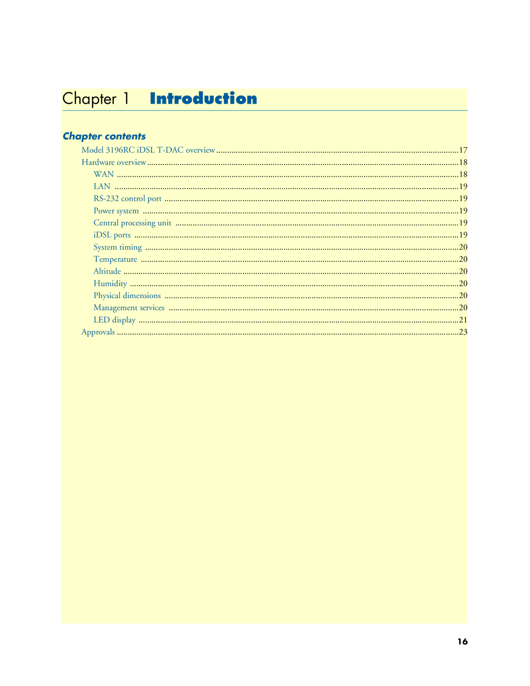 Patton electronic 3196RC user manual Introduction, Chapter contents 