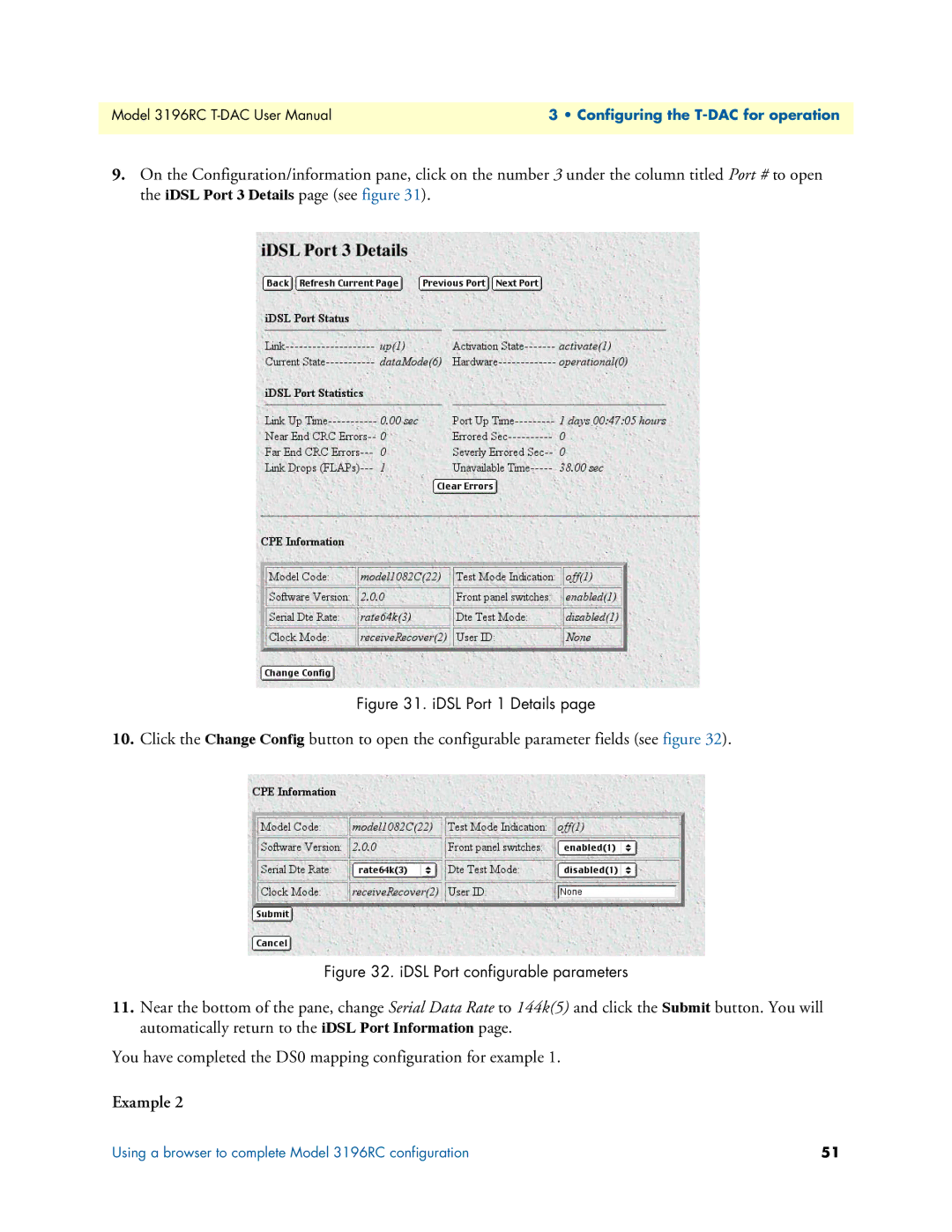 Patton electronic 3196RC user manual IDSL Port 1 Details 