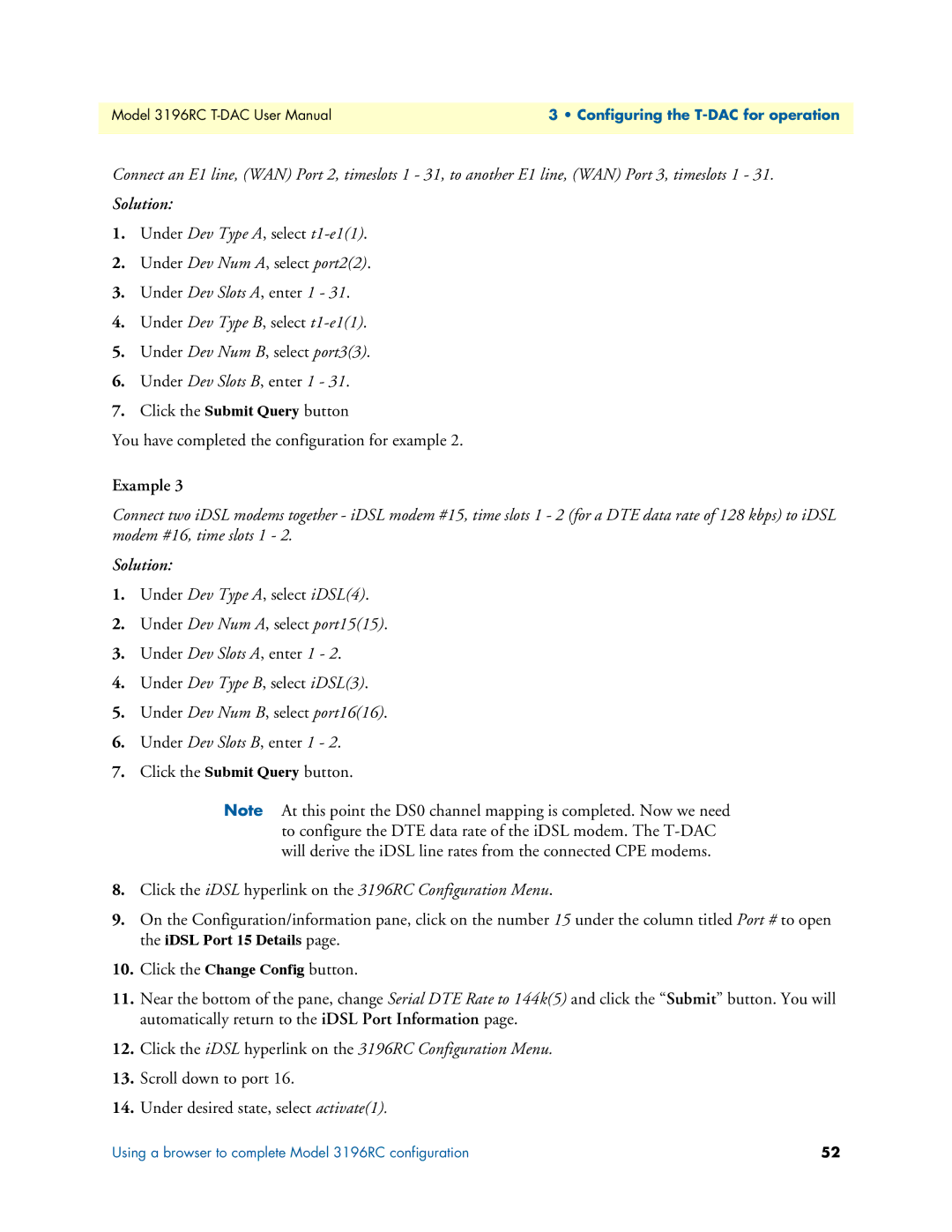 Patton electronic user manual Click the iDSL hyperlink on the 3196RC Configuration Menu 