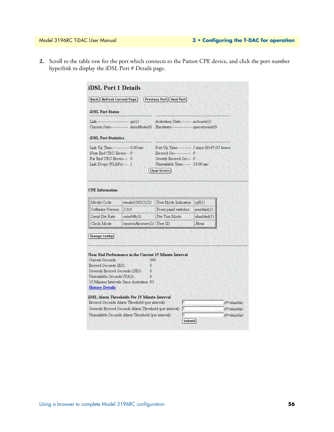 Patton electronic 3196RC user manual Configuring the T-DAC for operation 