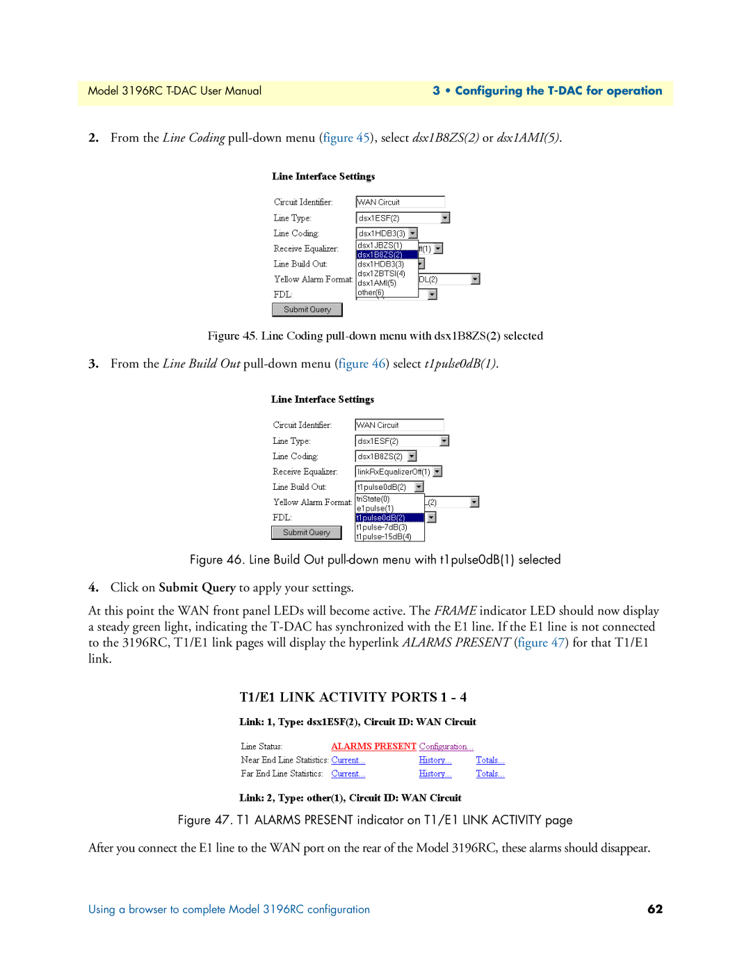 Patton electronic 3196RC user manual From the Line Build Out pull-down menu select t1pulse0dB1 