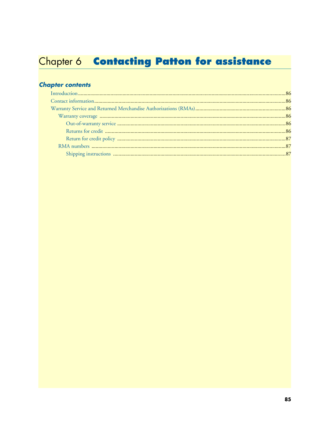 Patton electronic 3196RC user manual Contacting Patton for assistance, Chapter contents 