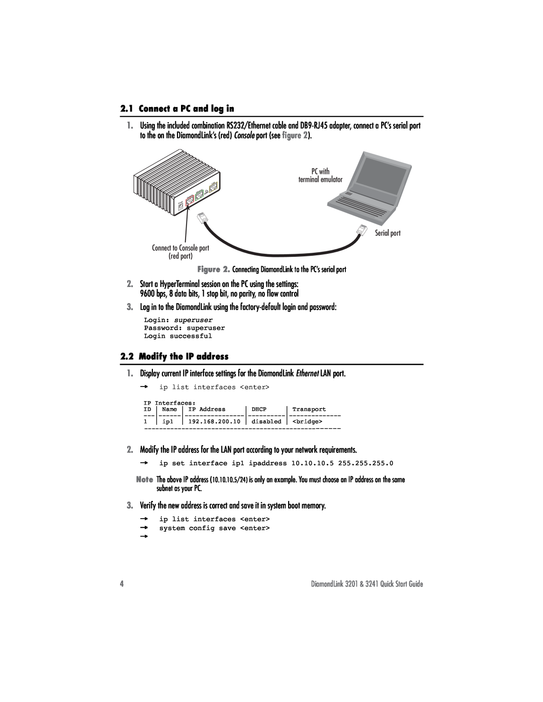 Patton electronic 3201 quick start Connect a PC and log in, Modify the IP address 