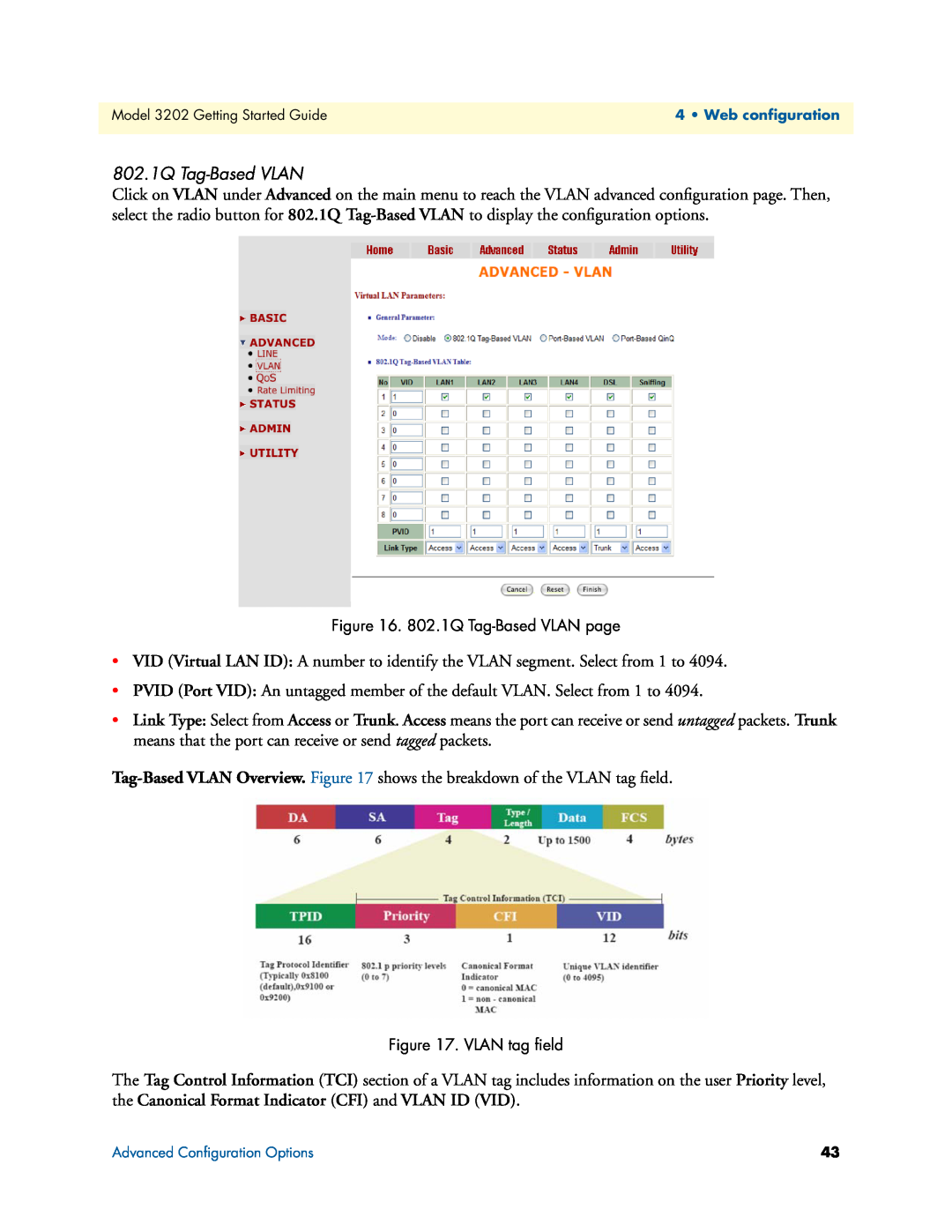 Patton electronic 3202 manual 802.1Q Tag-Based VLAN page, VLAN tag ﬁeld 