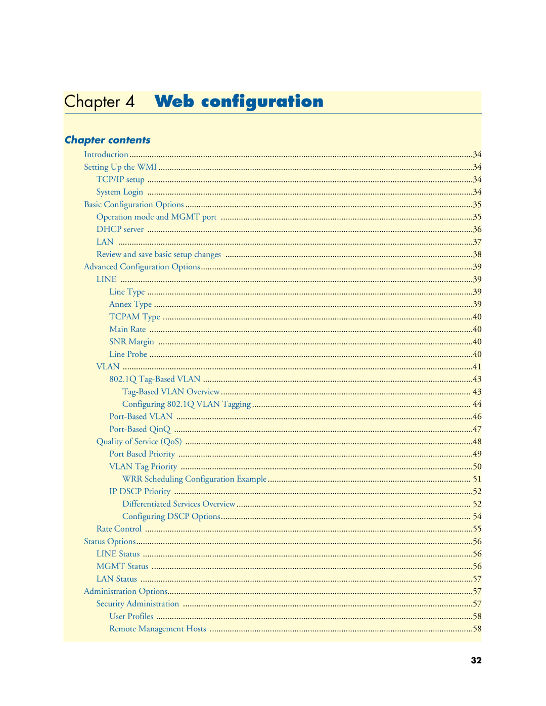 Patton electronic 3202 manual Web conﬁguration, Chapter contents 